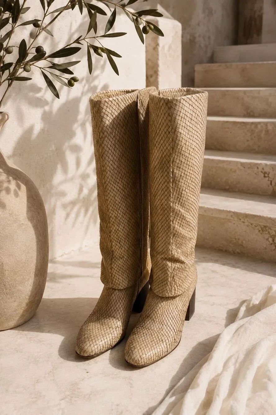 Elizabeth and James E-steel snakeskin Boots, Sz 7, $525